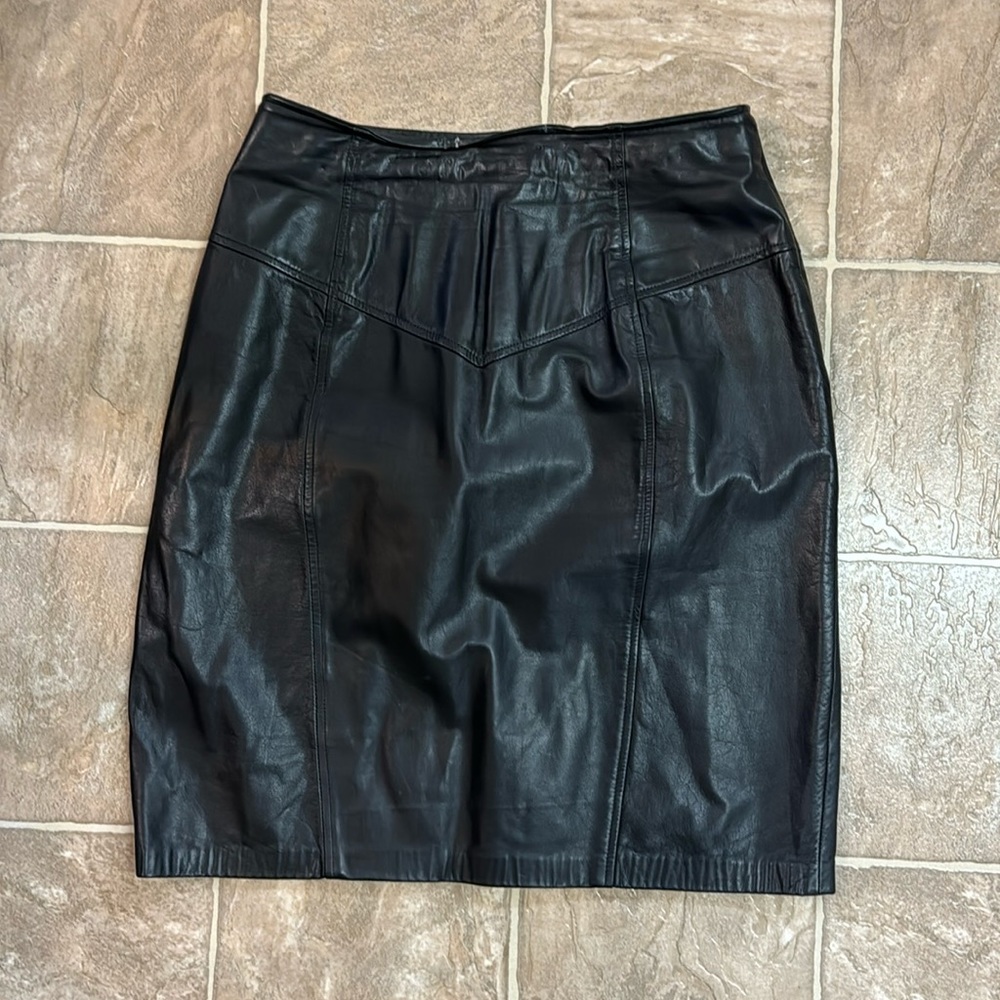 Vintage Real Leather Women’s Midi Skirt Size 20W by design assets